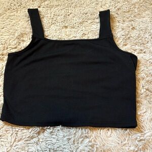Chic Black Ribbed Women's Tank Crop Top